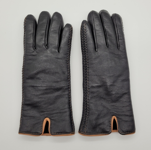 RICHARDO B. H. | sheepskin leather plush lined stitch detail driving gloves - Picture 2 of 7
